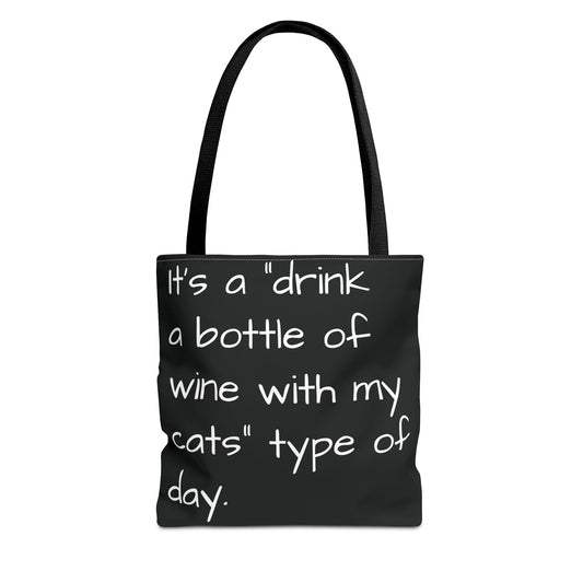 Cat Wine Tote Bag